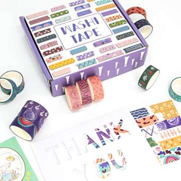 Mooker 36 Rolls Washi Tape Set - Decorative Adhesive Tape, Colored Masking Tape for DIY Crafts, Bullet Journaling, Gift Wrapping, Scrapbooking Supplies, Party Decorations and Arts