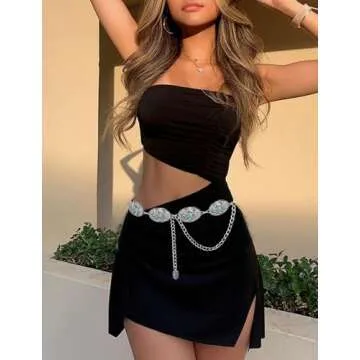 TOPACC Western belts for Woman Longhorn Cowgirl Belts Turquoise Chain Belt for Dresses Jean Country Concert Outfit