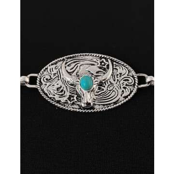 TOPACC Western belts for Woman Longhorn Cowgirl Belts Turquoise Chain Belt for Dresses Jean Country Concert Outfit