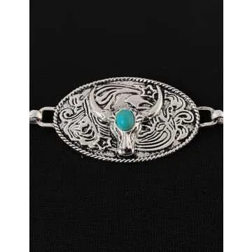 TOPACC Western belts for Woman Longhorn Cowgirl Belts Turquoise Chain Belt for Dresses Jean Country Concert Outfit