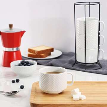 Buyajuju Stackable Coffee Mugs Set: Unique & Durable