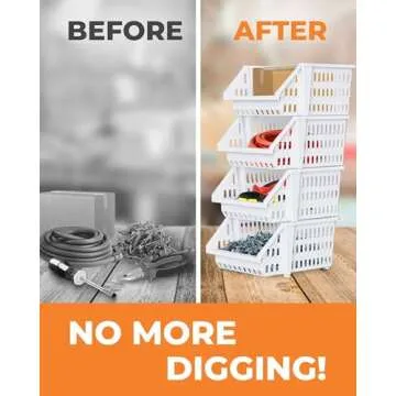 TidyFriend Small Plastic Stackable Storage Bins for Pantry, 4-Pack Small Open Front Storage Bins, Toy Organizers, Kitchen, Bathroom Essentials (White)