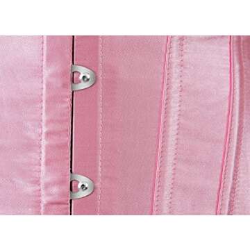 Women's Bustier Corset Top Sexy Lingerie Sets Pink Satin Waist Cincher
