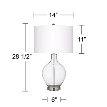 Color + Plus Table Lamp Fillable 28.5" Tall Clear Glass OVO White Linen Drum Shade for Living Room Family Bedroom Bedside Nightstand