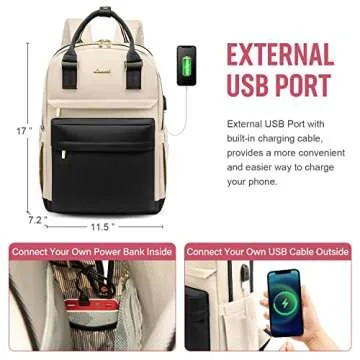 LOVEVOOK Laptop Backpack for Women Men 15.6 Inch Laptop Bag with USB Port Fashion Waterproof Backpacks Teacher Nurse Stylish Travel Bags Vintage Daypacks Bookbag for College School Work