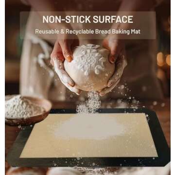 GLBEAR Silicone Baking Mat 2-Pack, 16.5x11.6 Inch Non-Stick Reusable Mats for Oven, Cookies Bread Pa...