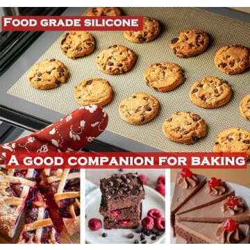 GLBEAR Silicone Baking Mat 2-Pack, 16.5x11.6 Inch Non-Stick Reusable Mats for Oven, Cookies Bread Pastry, Food Safe & Heat Resistant - Easy Clean Baking Sheet