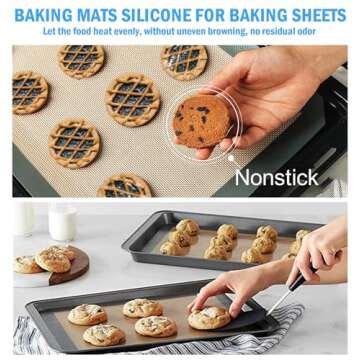 GLBEAR Silicone Baking Mat 2-Pack, 16.5x11.6 Inch Non-Stick Reusable Mats for Oven, Cookies Bread Pastry, Food Safe & Heat Resistant - Easy Clean Baking Sheet