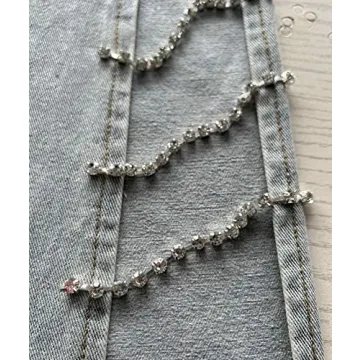 Stylish xxxiticat Women's Lace Up Rhinestone Jeans