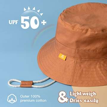 Baby Sun Hat for Boy Girl Toddler Summer Bucket Hat Kids Sun Protection Beach Hat Cotton Baby Hats D...