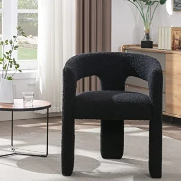 Stylish Modern Sherpa Barrel Dining Chair with Armrest for Cozy Spaces