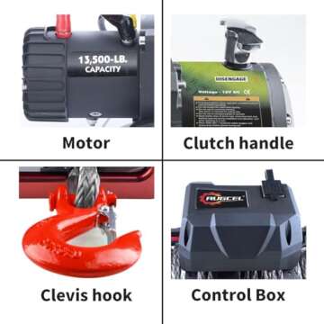 RUGCEL 13500lb Waterproof Electric Truck Winch with Synthetic Rope for Jeep & UTV