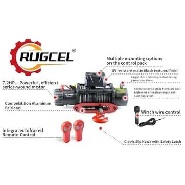 RUGCEL 13500lb Waterproof Electric Truck Winch