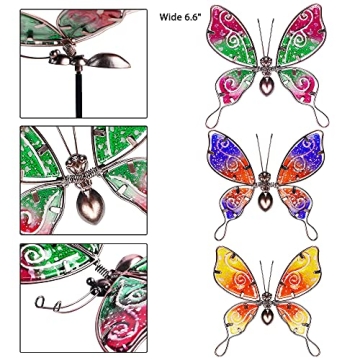 Juegoal Colorful Butterfly Garden Stakes Set of 3