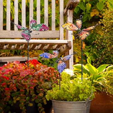 Juegoal Colorful Butterfly Garden Stakes Set of 3