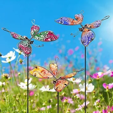 Juegoal Colorful Butterfly Garden Stakes Set of 3
