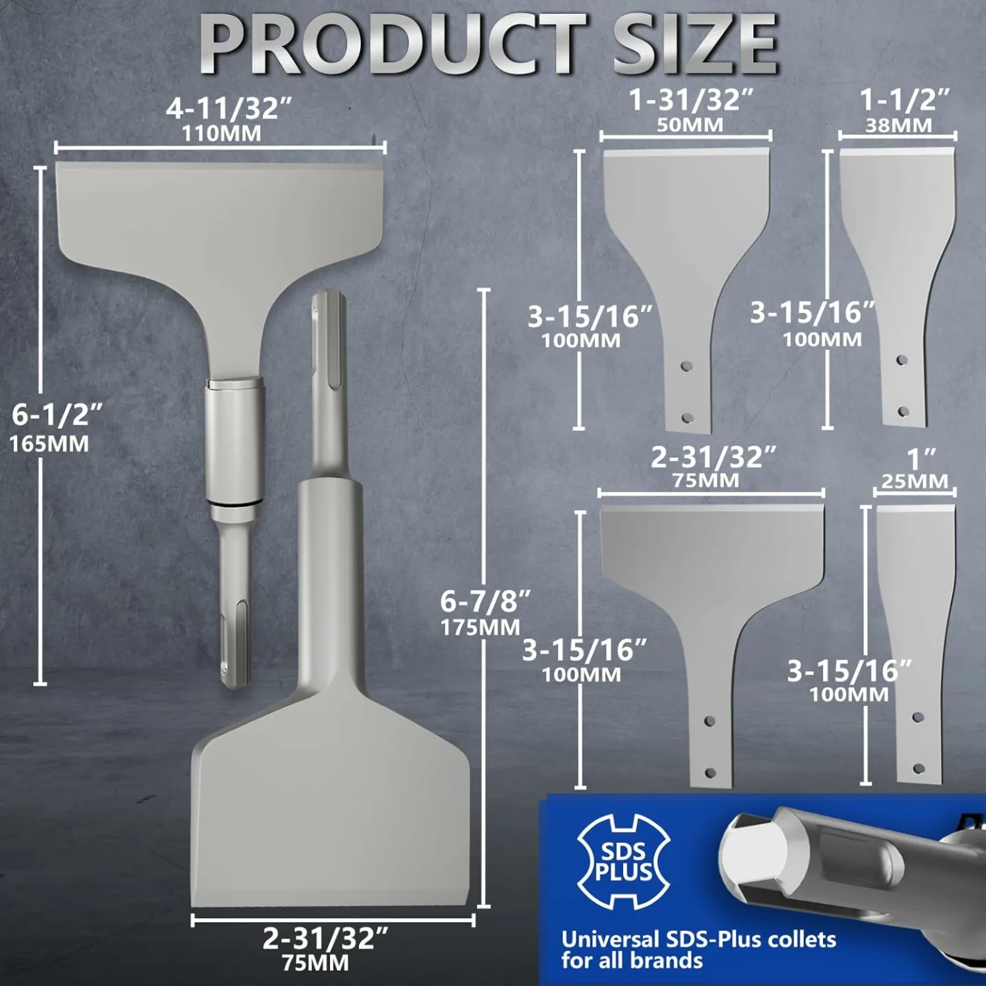 Chisel Set with SDS+ Shanks & 4 Blades for Home Improvement