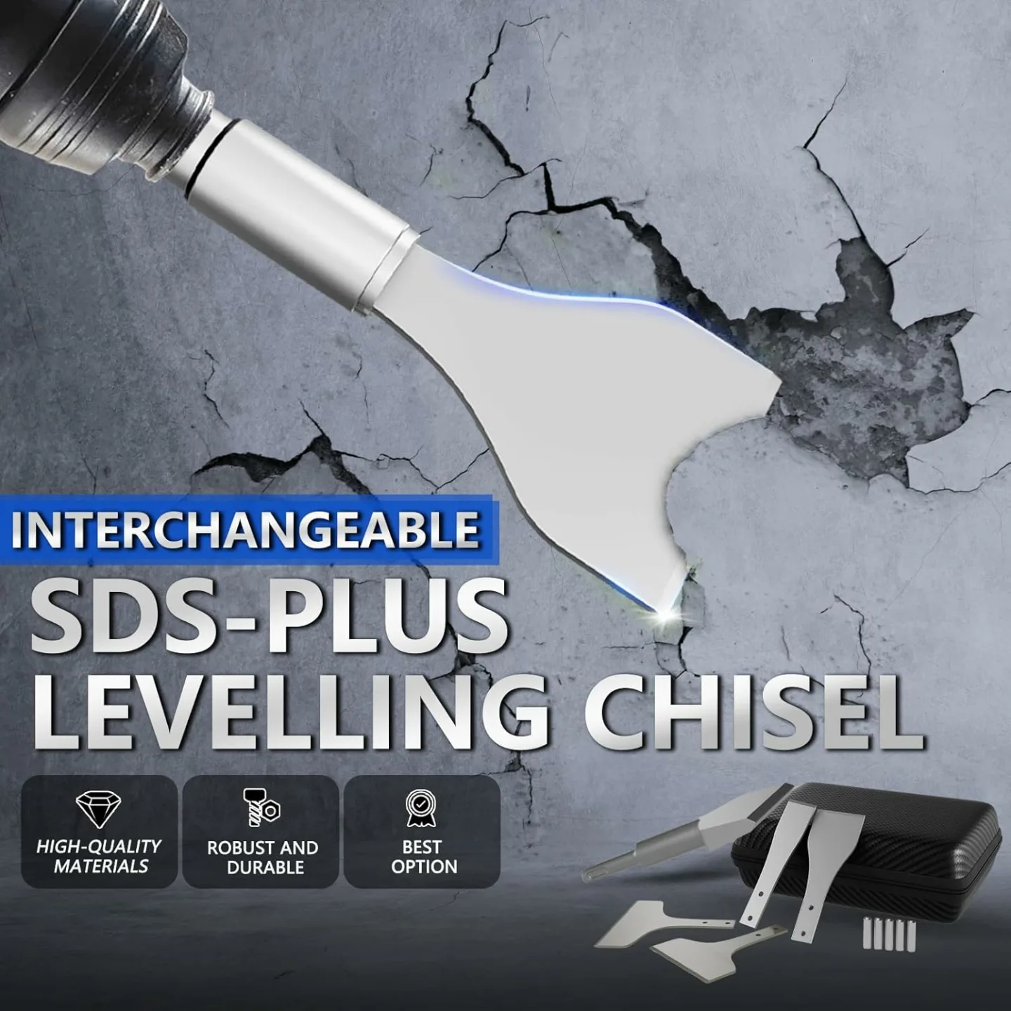 Chisel Set with SDS+ Shanks & 4 Blades for Home Improvement