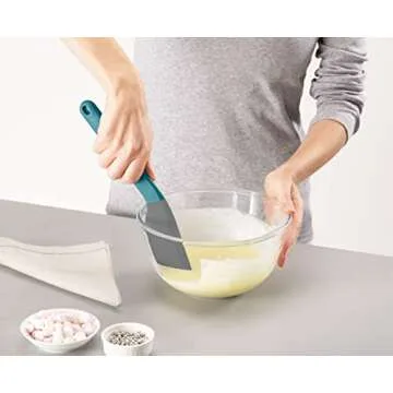 Joseph Joseph Duo Silicone Spatula Ergonomically Shaped, Heat-Resistant Silicone Head, Perfect for Mixing Bowls & Non-Stick Cookware, Opal