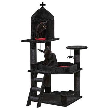 Gothic Cat Tree with Coffin Bed - Stylish & Fun