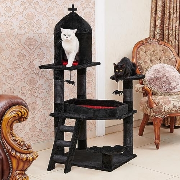 Gothic Cat Tree with Coffin Bed - Stylish & Fun