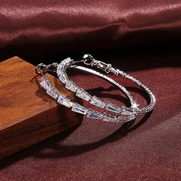 Sdouefos Gold Plated Rhinestone Hoop Earrings - Bridal Jewelry