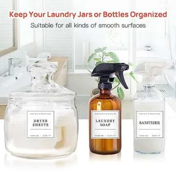 TESWEY 36PCS Laundry Room Labels Set, Waterproof Laundry Labels for Jars Containers, Minimalist PVC Label Stickers for Laundry Room Organization, with DIY Blank Labels（White）