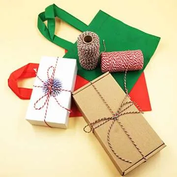 Bakers Candy Rope Ribbon Twine 2 mm Cotton Rope Cord String for Gift Wrapping Arts Crafts 656 Feet,2 Pieces