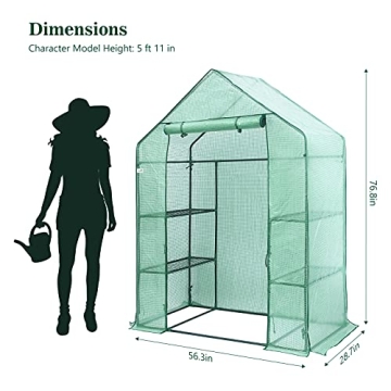 Hanience Walk-in Greenhouse with Zip Door Easy Setup