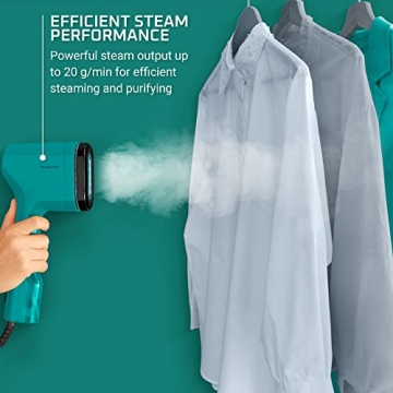 Rowenta, Steamer for Clothes, PurePop Handheld Steamer, 1.5Lbs, 15 Second Heatup, 2.3 Oz Capacity, 1150 Watts, Ironing, Green Clothes Steamer, Vacation Essentials, Travel Must Have, DR2024