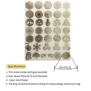 Premium Flower of Life Metal Stickers - 35 Unique Gold Designs for Creative Expression