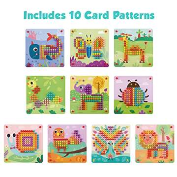 TOOKYLAND Button Art Toy for Toddler, Mosaic Pegboard for Kids, Color Matching Early Learning Educat...