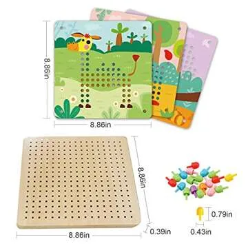 TOOKYLAND Button Art Toy for Toddler, Mosaic Pegboard for Kids, Color Matching Early Learning Educational Toys for 3+ Boys and Girls with Storage Bag