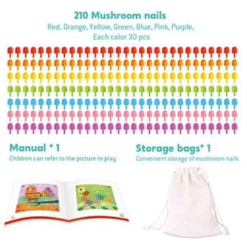 TOOKYLAND Button Art Toy for Toddler, Mosaic Pegboard for Kids, Color Matching Early Learning Educational Toys for 3+ Boys and Girls with Storage Bag