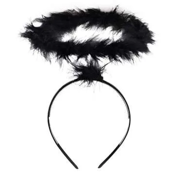 SEVADA Black Angel Wings and Halo, Angel Costume for Adult, Devil Dark Angel Costumes for Adults Women Men, Fallen Feather Angel Wing for Girls Kids Child Teen Boys Children