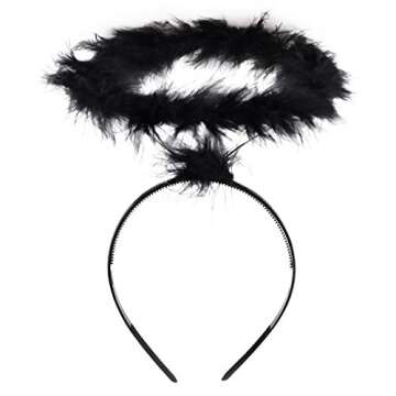 SEVADA Black Angel Wings and Halo, Angel Costume for Adult, Devil Dark Angel Costumes for Adults Women Men, Fallen Feather Angel Wing for Girls Kids Child Teen Boys Children