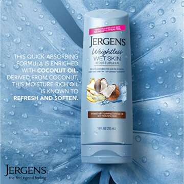 Jergens Wet Skin Body Lotion with Coconut Oil, In Shower Lotion for Dry Skin, Fast-Absorbing, Non-St...