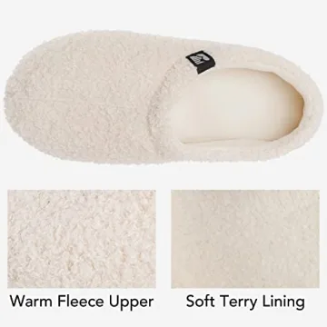 RockDove Women's Teddy Fleece Closed Back Indoor Slipper, Size 7-8 US Women, Off White