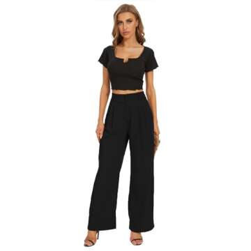 KICZOY Women High Waist Wide Leg Dress Pants - Chic & Comfortable Trousers