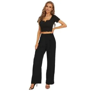 KICZOY Women High Waist Wide Leg Trousers for Classy Styles