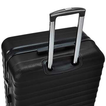 Amazon Basics 2 Piece Hardside Spinner Suitcase Luggage with Wheels, 20-Inch, 28-Inch, Black