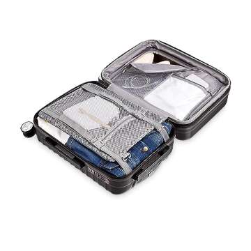 Amazon Basics 2 Piece Hardside Spinner Suitcase Luggage with Wheels, 20-Inch, 28-Inch, Black