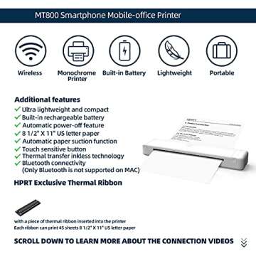 HPRT MT800 Portable Wireless Printer for Travel and Office