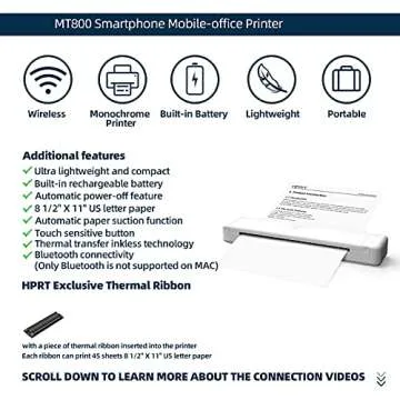 HPRT MT800 Portable Wireless Printer for Travel and Office