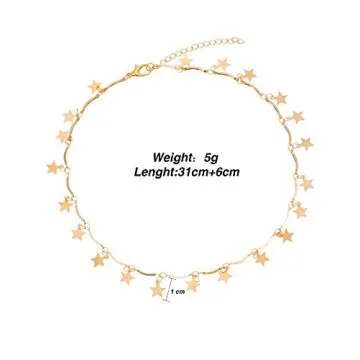 BBTO 4 Pieces Layered Pendant Choker Necklace Gold Layering Chain Choker for Women Girls (Style A)