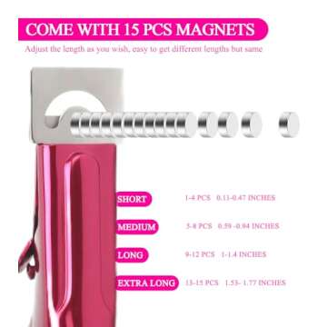 AmooFro Acrylic False Nail Clippers with Magnets Sizer, Tip Cutter for False Nails with Length Measu...