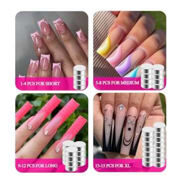 AmooFro Acrylic False Nail Clippers with Magnets Sizer, Tip Cutter for False Nails with Length Measurement, Adjustable Stainless Trimmer, Manicure Tool for Salon Home Art