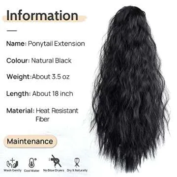 StrRid Wavy Ponytail Extension Claw Clip for Black Women 18" Synthetic Curly Clips in Pony Tails Hai...