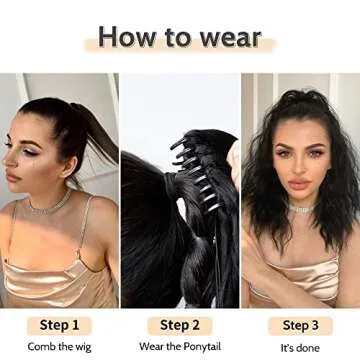 StrRid Wavy Ponytail Extension Claw Clip for Black Women 18" Synthetic Curly Clips in Pony Tails Hair Extensions Wigs Fluffy Heat Resistant Hairpieces for Wedding Party Daily Use 6 Oz Natural Black