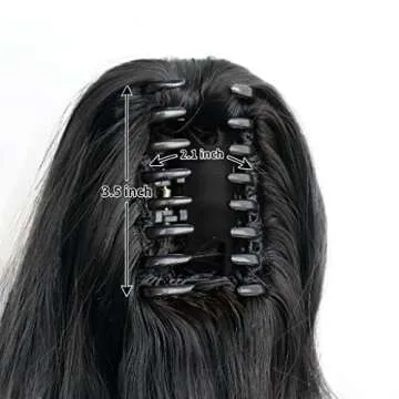 StrRid Wavy Ponytail Extension Claw Clip for Black Women 18" Synthetic Curly Clips in Pony Tails Hair Extensions Wigs Fluffy Heat Resistant Hairpieces for Wedding Party Daily Use 6 Oz Natural Black
